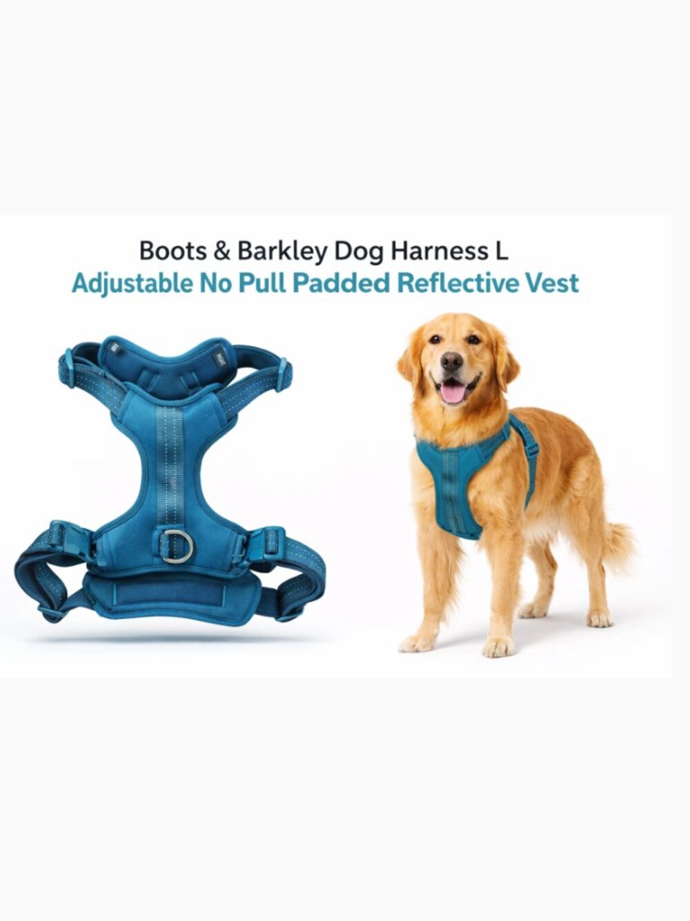 Big Dog Harness Size Large Teal Blue No Pull Padded Reflective Vest